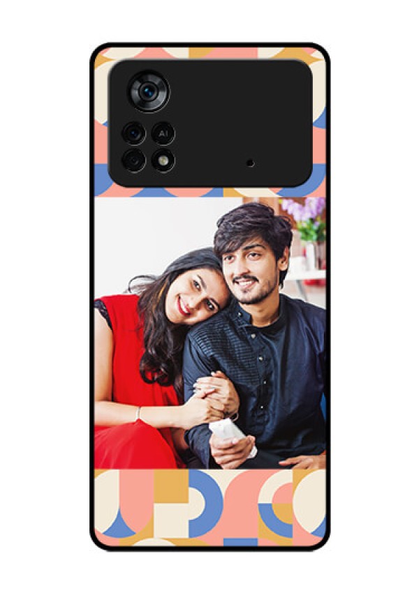 Poco X4 Pro 5G Photo Printing on Glass Case - Semi-circle Maze Pattern Design