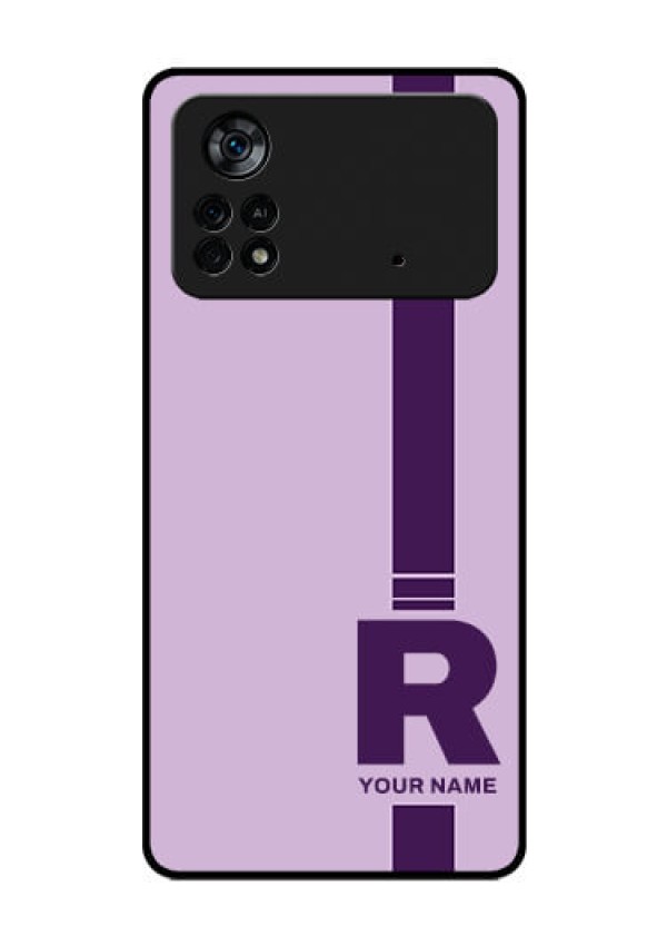 Poco X4 Pro 5G Photo Printing on Glass Case - Simple dual tone stripe with name Design