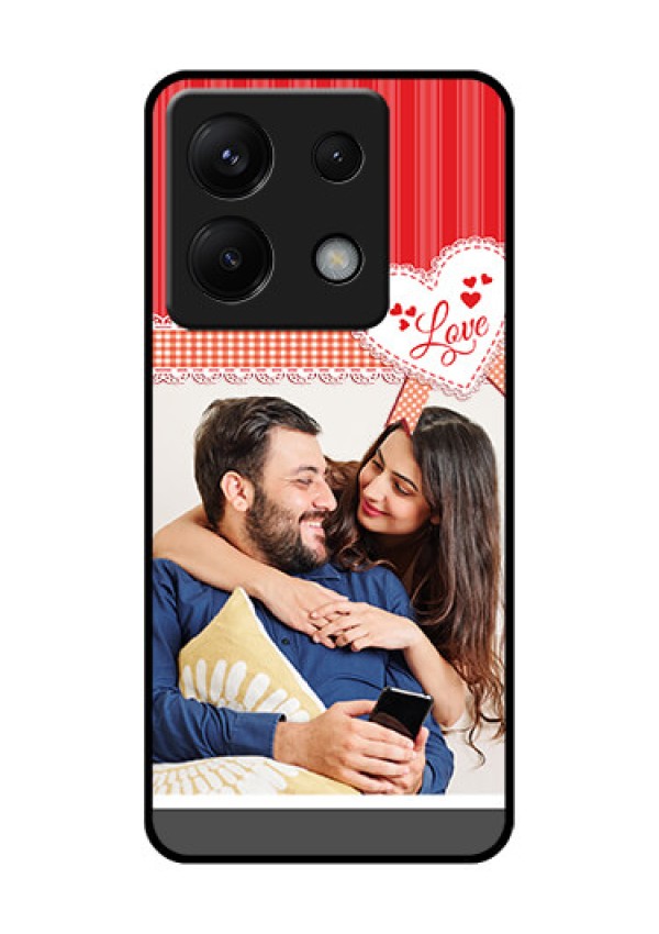 Poco X6 5G Custom Glass Phone Case - Red Love Pattern Design
