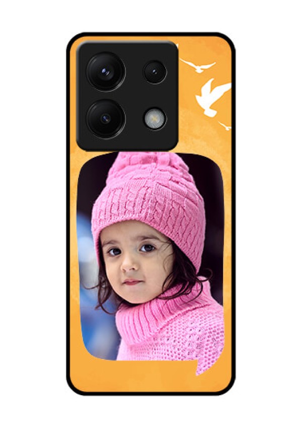 Poco X6 5G Custom Glass Phone Case - Water Color Design With Bird Icons