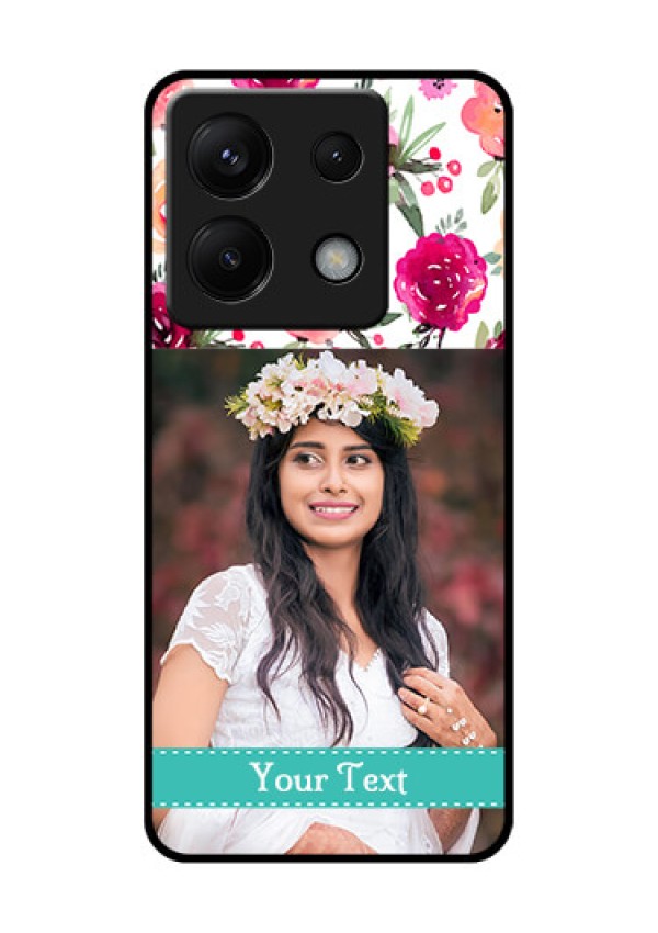 Poco X6 5G Custom Glass Phone Case - Water Colors Floral Design