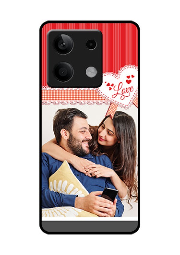 Poco X6 Neo 5G Custom Glass Phone Case - Red Love Pattern Design