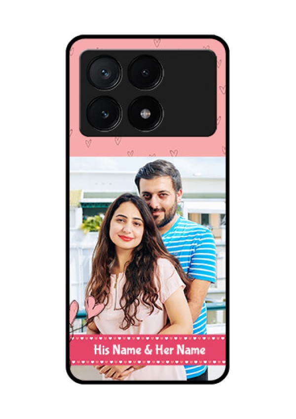 Poco X6 Pro 5G Custom Glass Phone Case - Love Design Peach Color