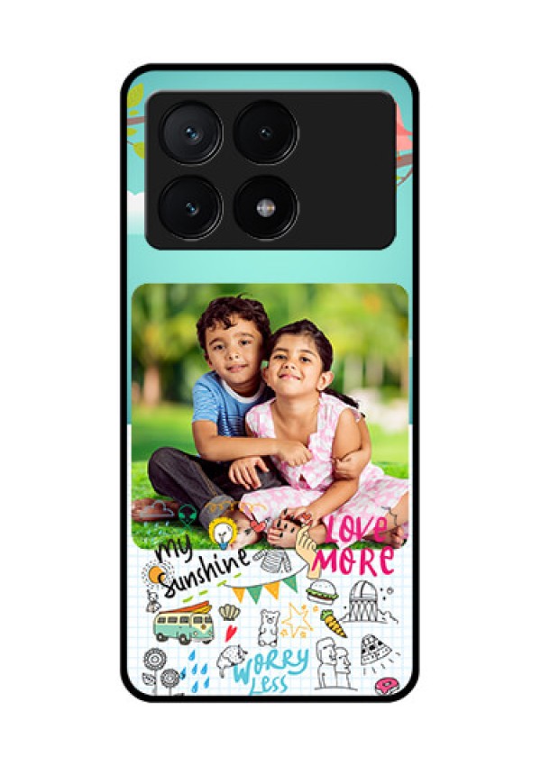 Poco X6 Pro 5G Custom Glass Phone Case - Doodle Love Design