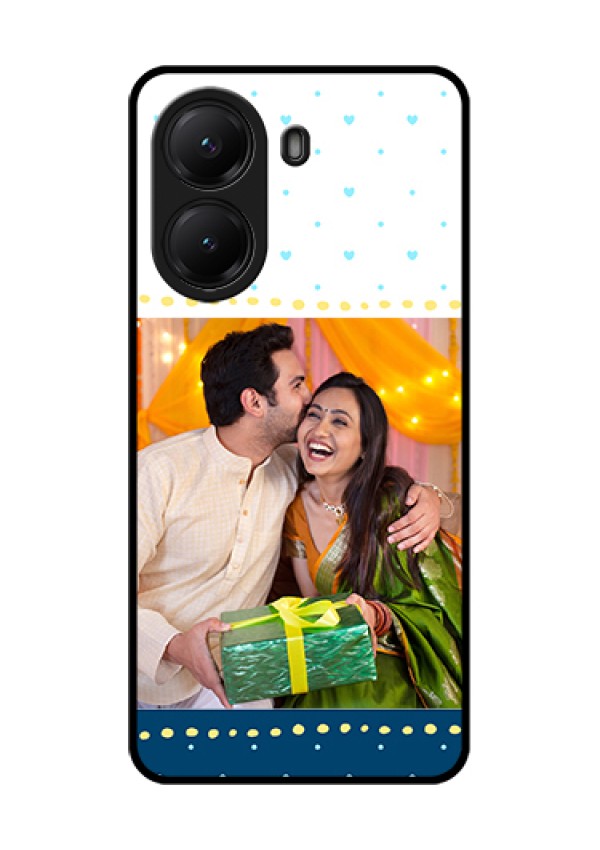 Poco X7 Pro 5G Custom Glass Phone Case - White And Blue Abstract Design