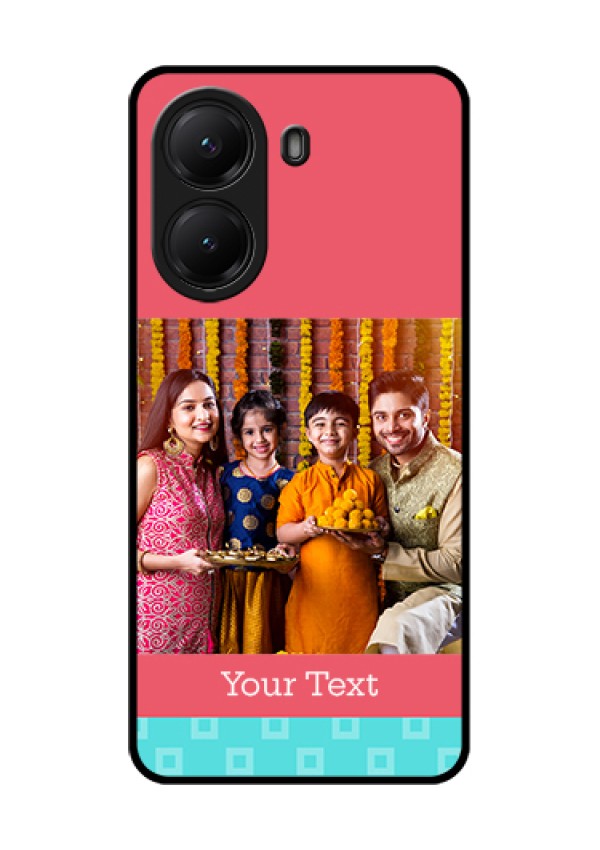 Poco X7 Pro 5G Custom Glass Phone Case - Peach & Blue Color Design