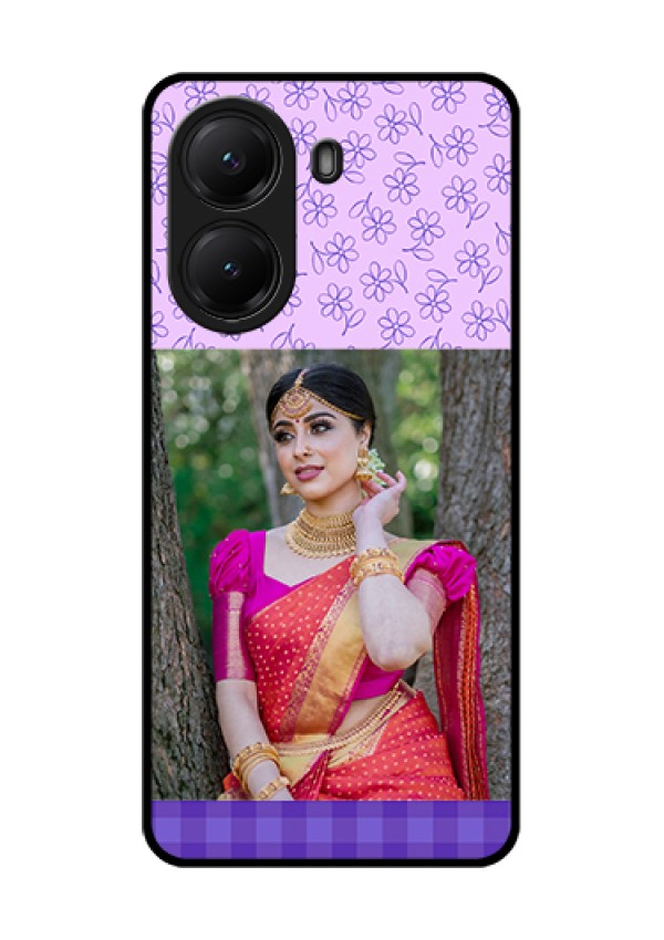 Poco X7 Pro 5G Custom Glass Phone Case - Purple Floral Design