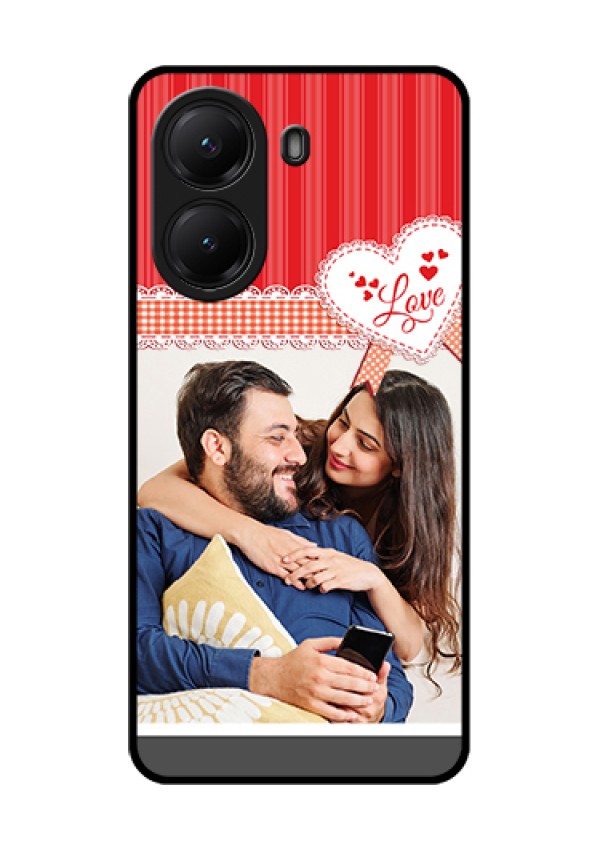 Poco X7 Pro 5G Custom Glass Phone Case - Red Love Pattern Design