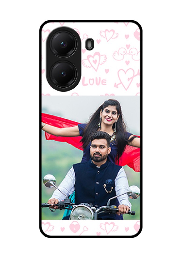 Poco X7 Pro 5G Custom Glass Phone Case - Pink Flying Heart Design