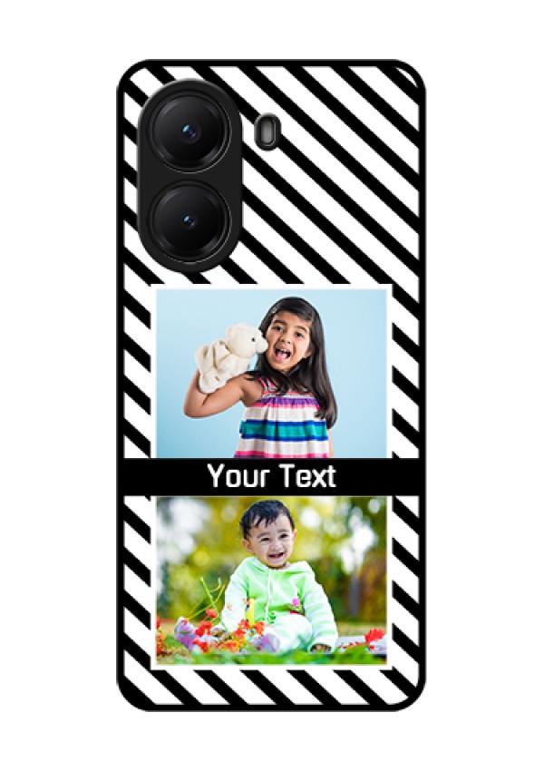 Poco X7 Pro 5G Custom Glass Phone Case - Black And White Stripes Design