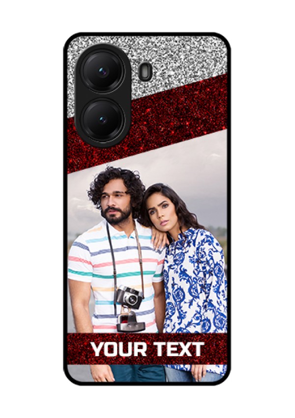 Poco X7 Pro 5G Custom Glass Phone Case - Image Holder With Glitter Strip Design