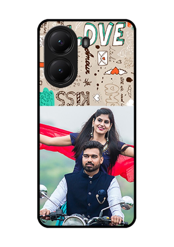 Poco X7 Pro 5G Custom Glass Phone Case - Love Doodle Pattern