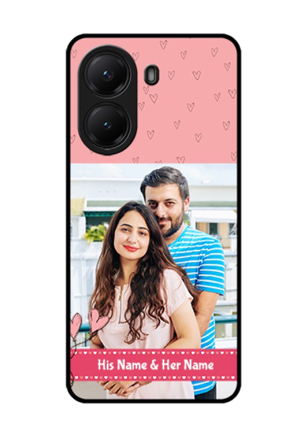 Poco X7 Pro 5G Custom Glass Phone Case - Love Design Peach Color