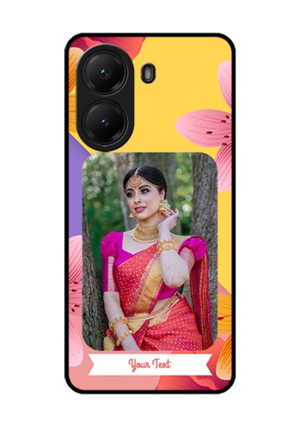 Poco X7 Pro 5G Custom Glass Phone Case - 3 Image With Vintage Floral Design