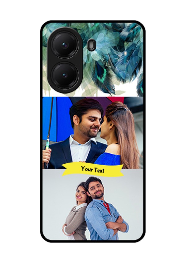 Poco X7 Pro 5G Custom Glass Phone Case - Image With Boho Peacock Feather Design