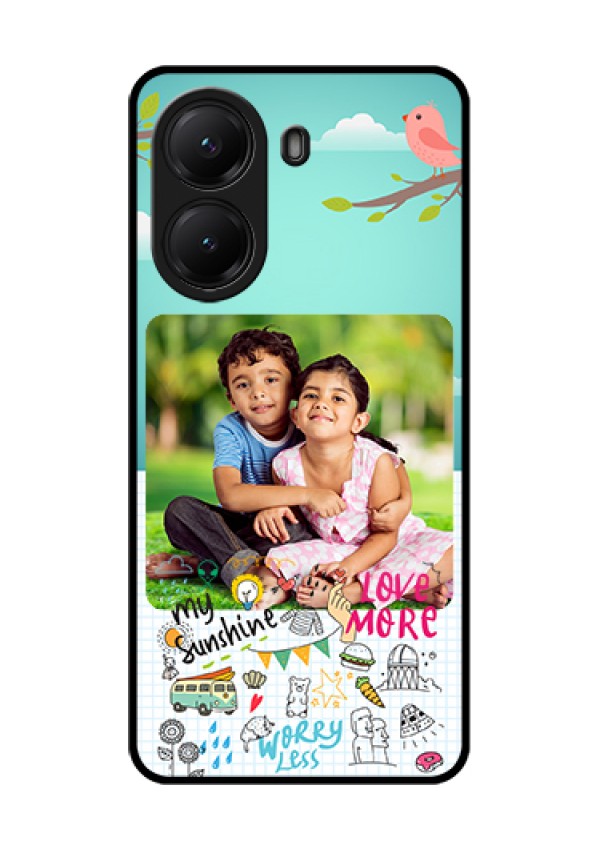 Poco X7 Pro 5G Custom Glass Phone Case - Doodle Love Design