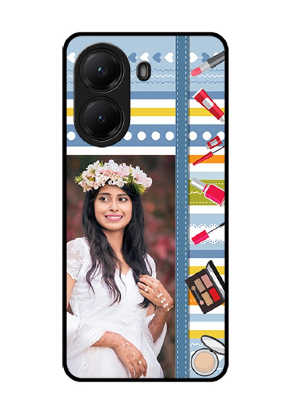 Poco X7 Pro 5G Custom Glass Phone Case - Makeup Icons Design