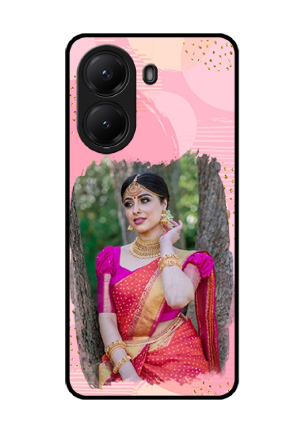 Poco X7 Pro 5G Custom Glass Phone Case - Gold Glitter Splash Design