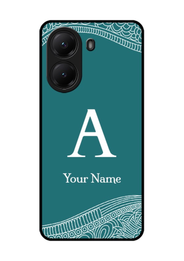Poco X7 Pro 5G Custom Glass Phone Case - Line Art Pattern With Custom Name Design