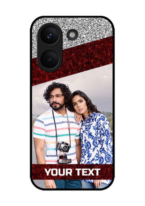 Poco X8 Pro 5G Custom Glass Phone Case - Image Holder With Glitter Strip Design