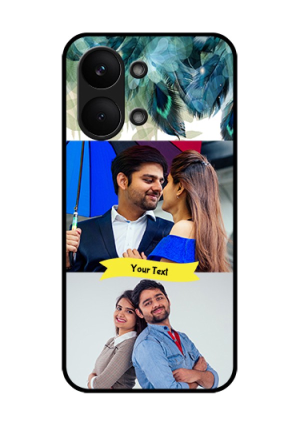 Poco X8 Pro Max 5G Custom Glass Phone Case - Image With Boho Peacock Feather Design