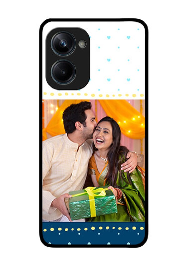Realme 10 Pro 5G Personalized Glass Phone Case - White and Blue Abstract Design