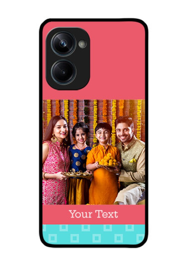 Realme 10 Pro 5G Personalized Glass Phone Case - Peach & Blue Color Design