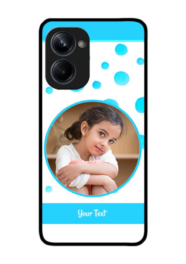 Realme 10 Pro 5G Photo Printing on Glass Case - Blue Bubbles Pattern Design