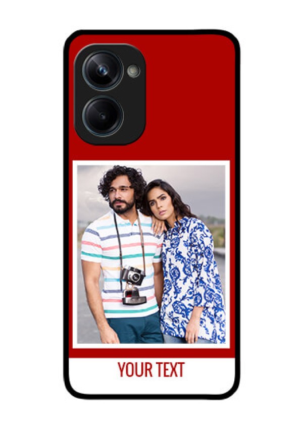 Realme 10 Pro 5G Personalized Glass Phone Case - Simple Red Color Design