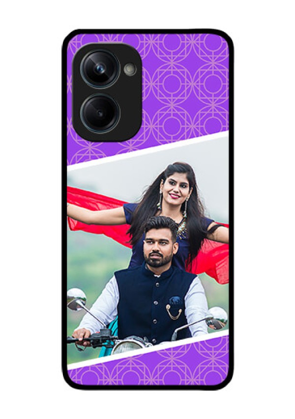 Realme 10 Pro 5G Custom Glass Phone Case - Violet Pattern Design