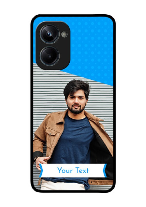Realme 10 Pro 5G Photo Printing on Glass Case - Simple Blue Color Design