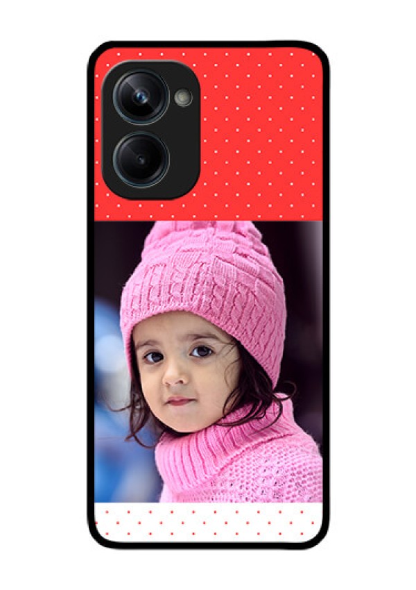 Realme 10 Pro 5G Photo Printing on Glass Case - Red Pattern Design