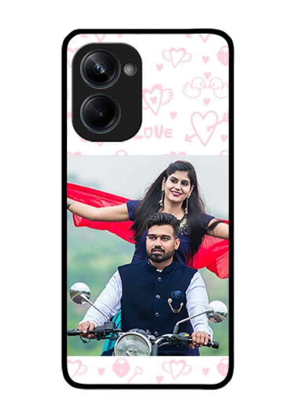 Realme 10 Pro 5G Custom Glass Mobile Case - Pink Flying Heart Design