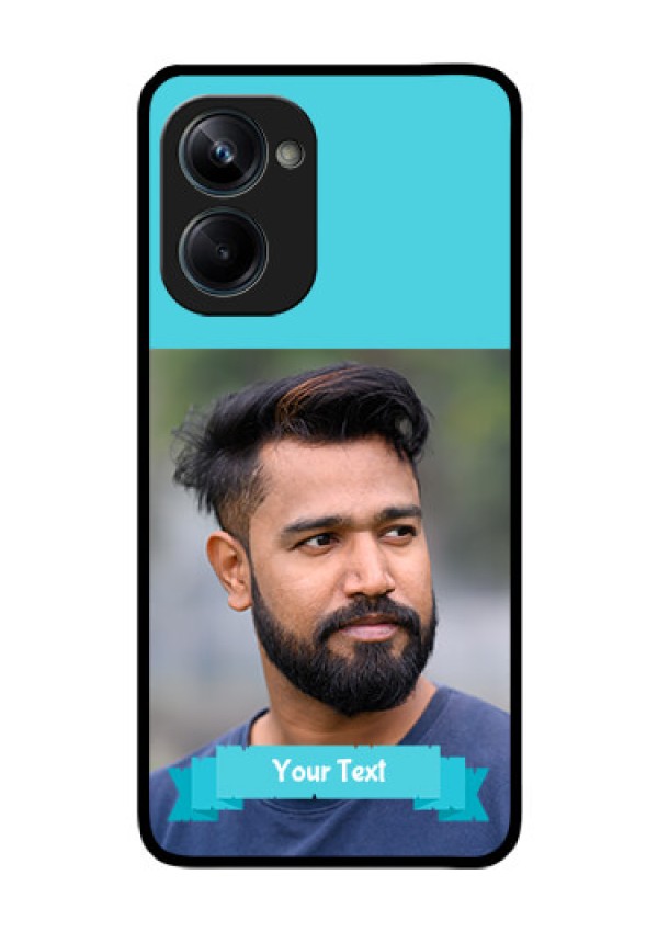 Realme 10 Pro 5G Personalized Glass Phone Case - Simple Blue Color Design