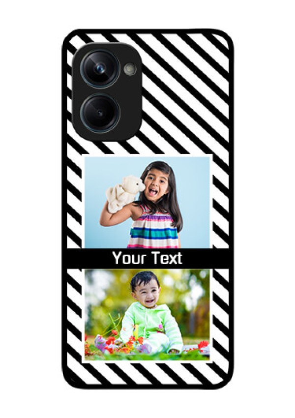 Realme 10 Pro 5G Photo Printing on Glass Case - Black And White Stripes Design