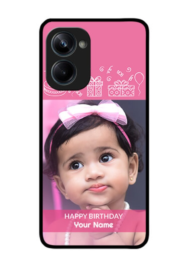 Realme 10 Pro 5G Photo Printing on Glass Case - with Birthday Line Art Design