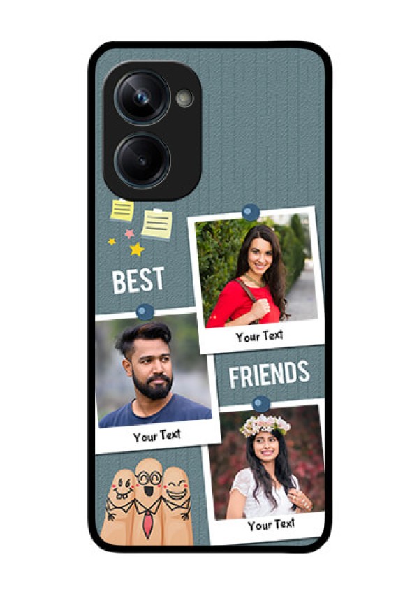 Realme 10 Pro 5G Personalized Glass Phone Case - Sticky Frames and Friendship Design