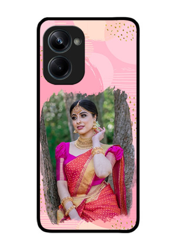 Realme 10 Pro 5G Personalized Glass Phone Case - Gold Glitter Splash Design