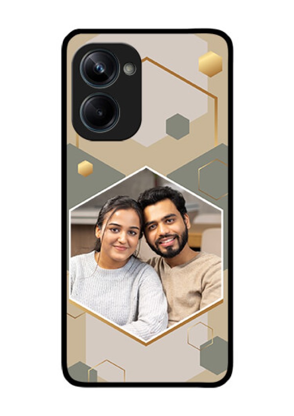 Realme 10 Pro 5G Photo Printing on Glass Case - Stylish Hexagon Pattern Design