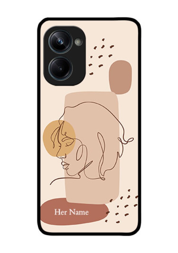 Realme 10 Pro 5G Photo Printing on Glass Case - Calm Woman line art Design