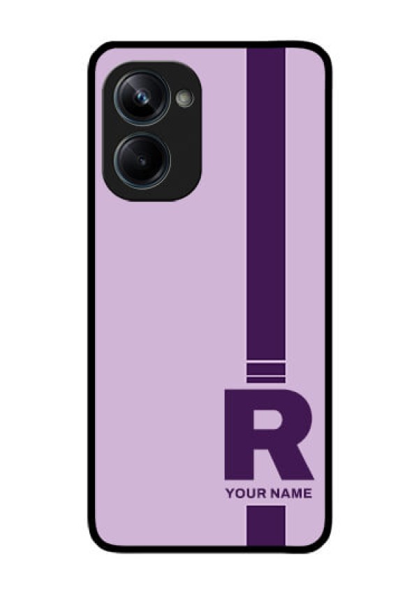 Realme 10 Pro 5G Photo Printing on Glass Case - Simple dual tone stripe with name Design