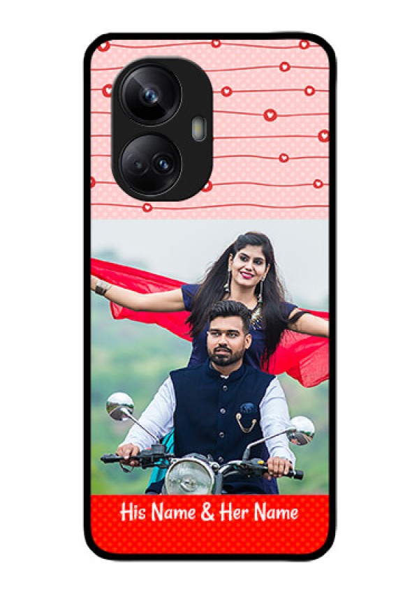 Realme 10 Pro Plus 5G Personalized Glass Phone Case - Red Pattern Case Design