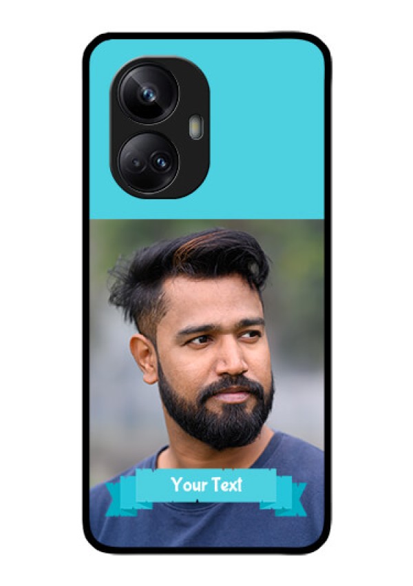 Realme 10 Pro Plus 5G Personalized Glass Phone Case - Simple Blue Color Design