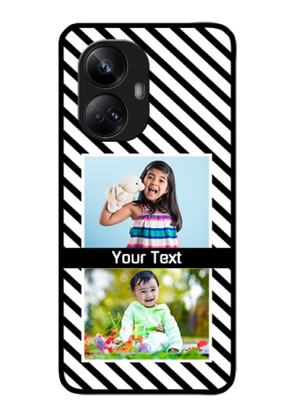 Realme 10 Pro Plus 5G Photo Printing on Glass Case - Black And White Stripes Design