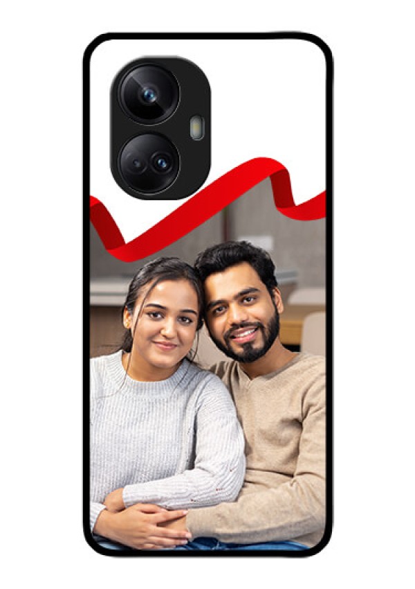 Realme 10 Pro Plus 5G Photo Printing on Glass Case - Red Ribbon Frame Design