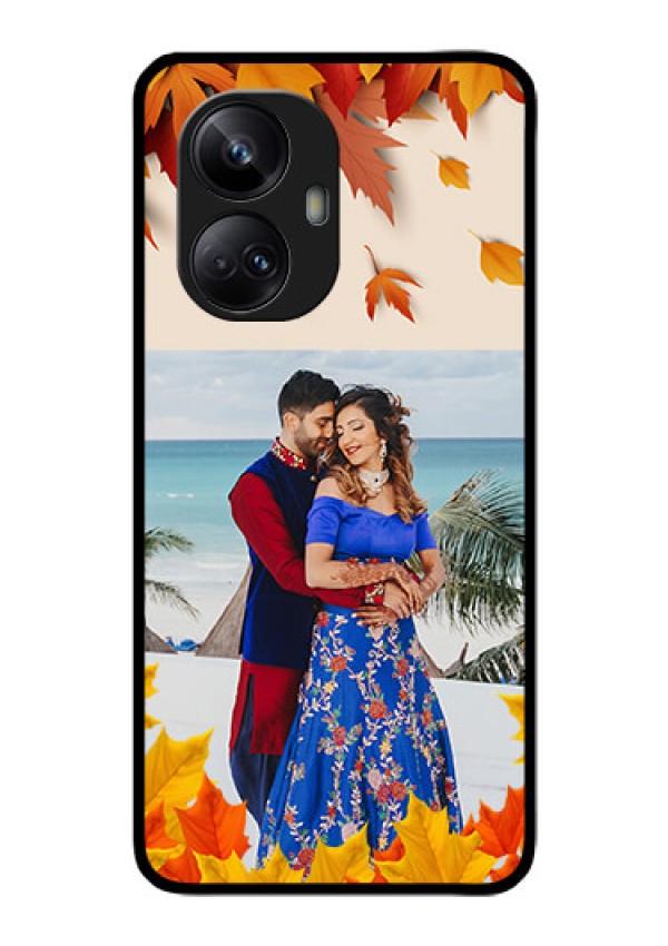 Realme 10 Pro Plus 5G Photo Printing on Glass Case - Autumn Maple Leaves Design