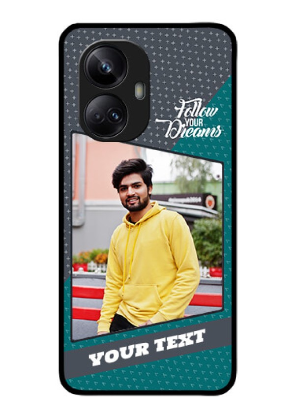 Realme 10 Pro Plus 5G Personalized Glass Phone Case - Background Pattern Design with Quote