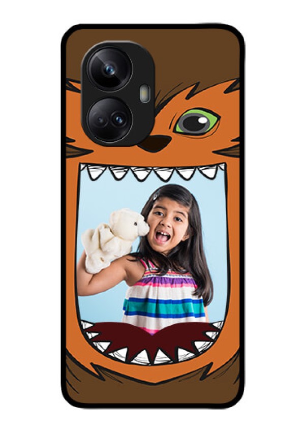 Realme 10 Pro Plus 5G Photo Printing on Glass Case - Owl Monster Back Case Design