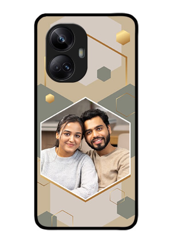 Realme 10 Pro Plus 5G Photo Printing on Glass Case - Stylish Hexagon Pattern Design