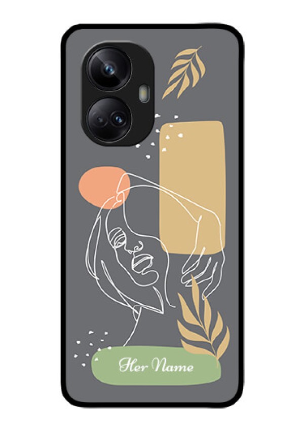 Realme 10 Pro Plus 5G Custom Glass Phone Case - Gazing Woman line art Design